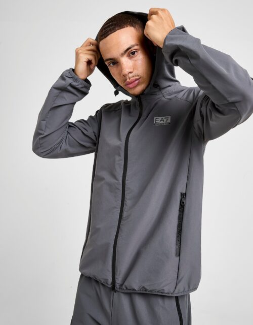 EA7 Emporio Armani Reflective Woven Full Zip Hoodie - Grijs- Heren, Grijs