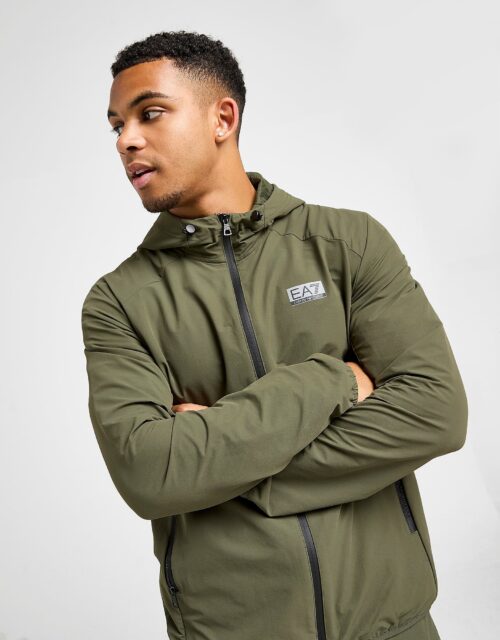 EA7 Emporio Armani Reflective Woven Full Zip Hoodie - Olive- Heren, Olive