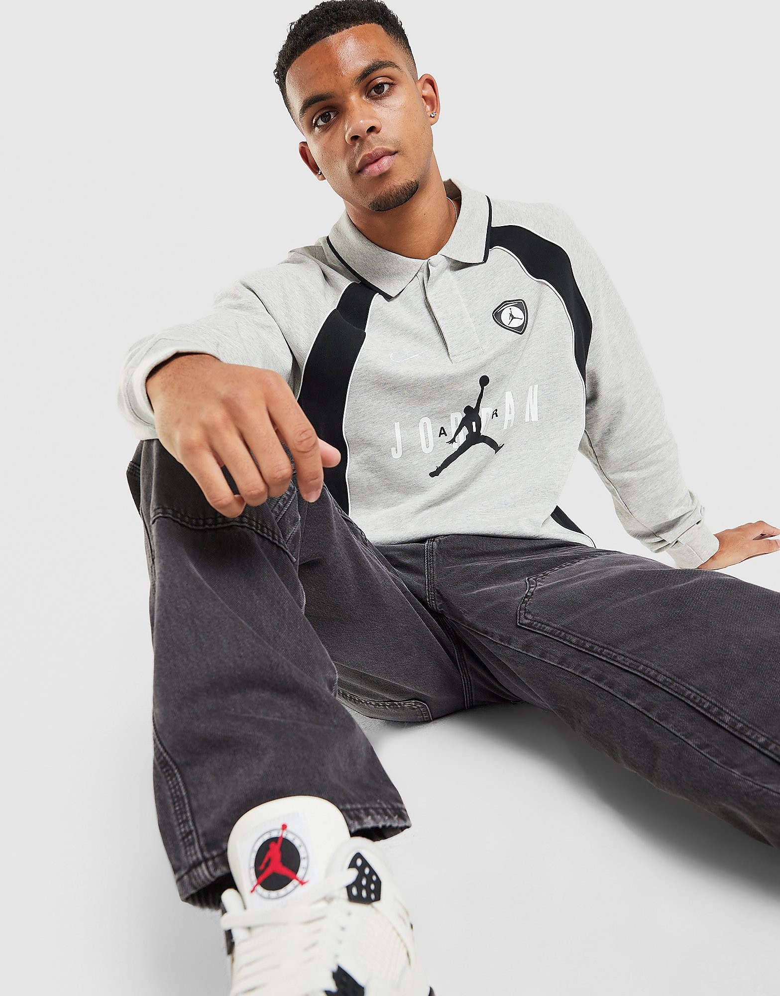 Jordan Polo Long Sleeve Jersey - Grijs- Heren, Grijs Jordan Polo Long Sleeve Jersey - Grijs- Heren, Grijs
