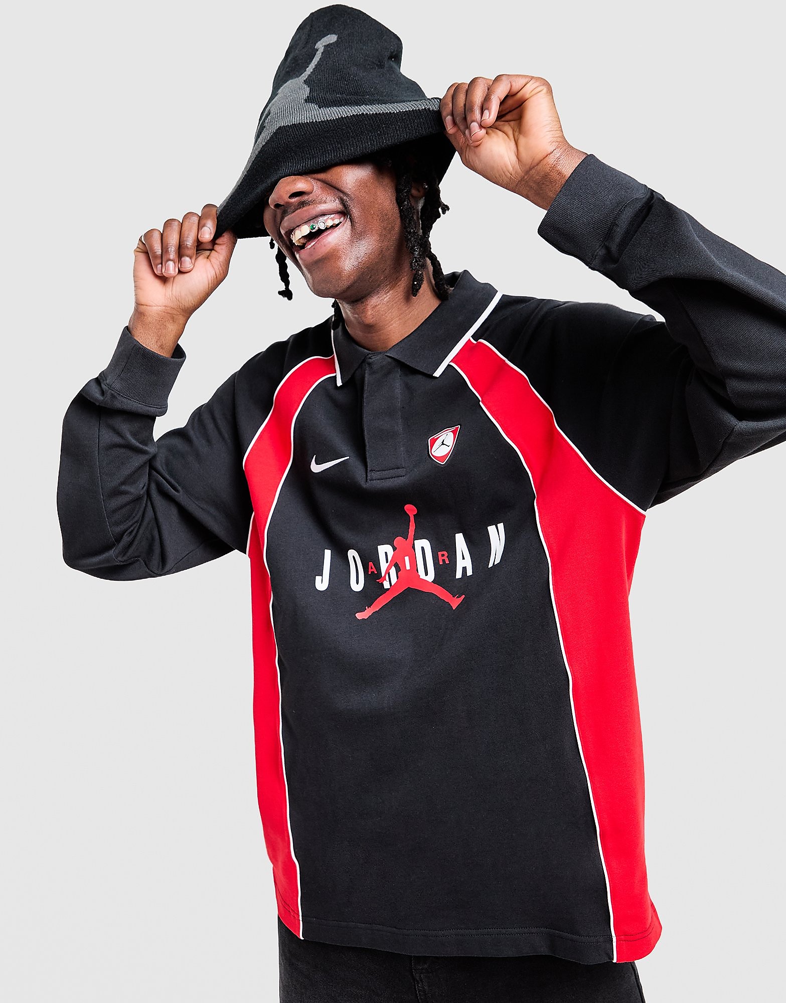 Jordan Polo Long Sleeve Jersey - Zwart- Heren, Zwart Jordan Polo Long Sleeve Jersey - Zwart- Heren, Zwart