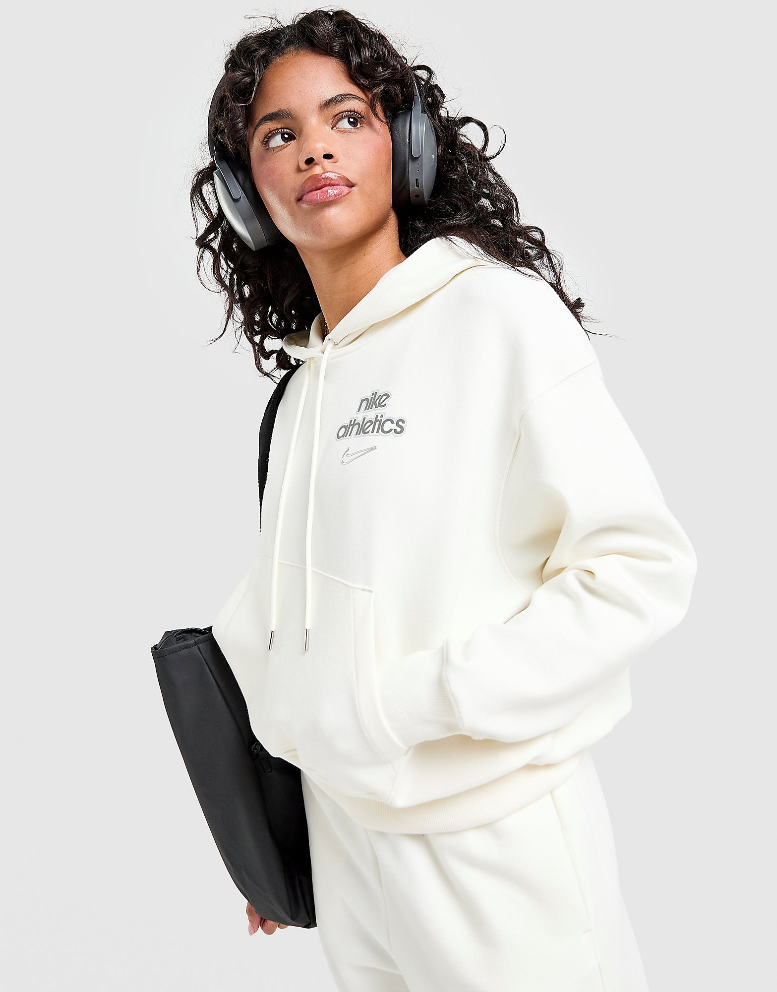 Nike Graphic Swoosh Oversized Hoodie - Crème- Dames, Crème Nike Graphic Swoosh Oversized Hoodie - Wit- Dames, Wit