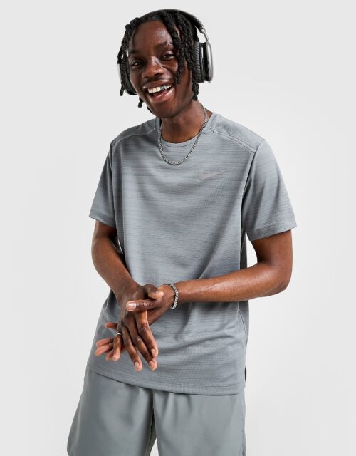 Nike Hardlooptop met korte mouwen voor heren Miler - Grijs- Heren, Grijs