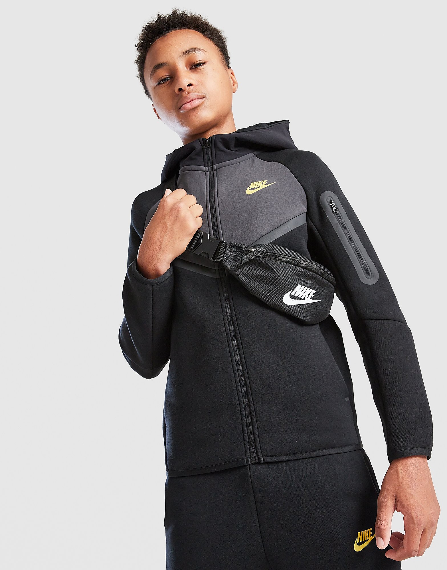 Nike Tech Mix Full Zip Hoodie Junior - Zwart - Kind, Zwart Nike Tech Mix Full Zip Hoodie Junior - Zwart - Kind, Zwart