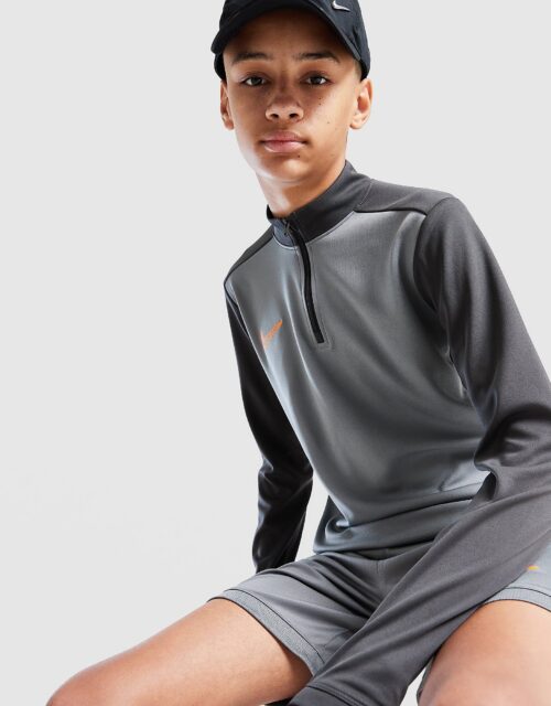 Nike Voetbaltrainingstop met Dri-FIT, lange mouwen en korte rits voor kids Academy - Grijs - Kind, Grijs