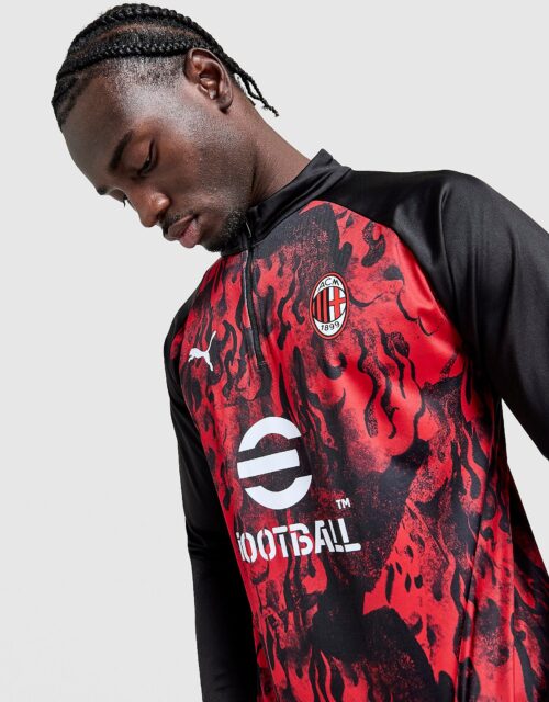 PUMA AC Milan Warm Up 1/4 Zip Top - Zwart- Heren, Zwart