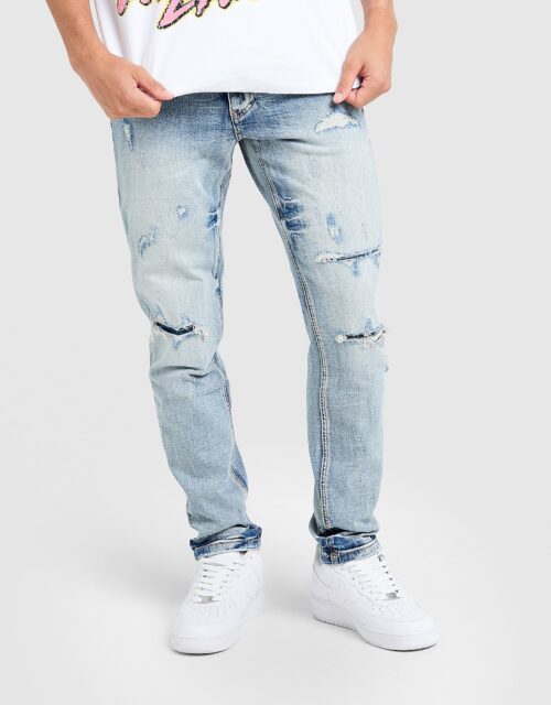 Supply & Demand Omar Slim Ripped Jeans - Blauw- Heren, Blauw