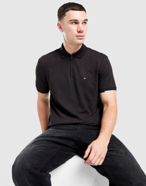 Tommy Hilfiger Zipped Polo Shirt - Zwart- Heren, Zwart