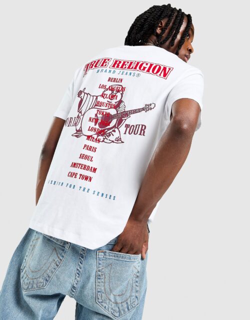 True Religion Flocked Back Print T-Shirt - Wit- Heren, Wit