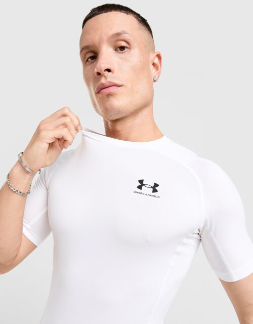 Under Armour HeatGear Short Sleeve Compression T-Shirt - Wit- Heren, Wit
