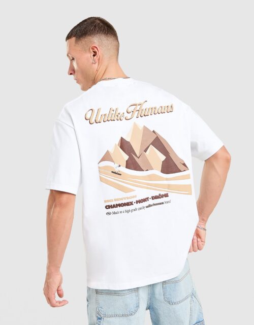 Unlike Humans Boarder T-Shirt - Wit- Heren, Wit