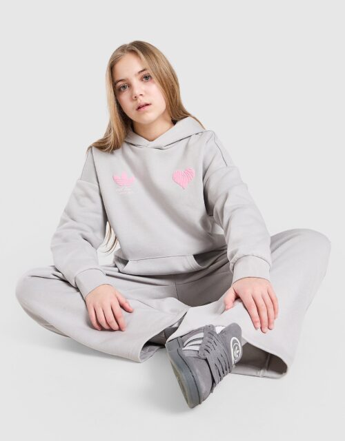 adidas Originals Girls' Heart Overhead Hoodie Junior - Grijs - Kind, Grijs